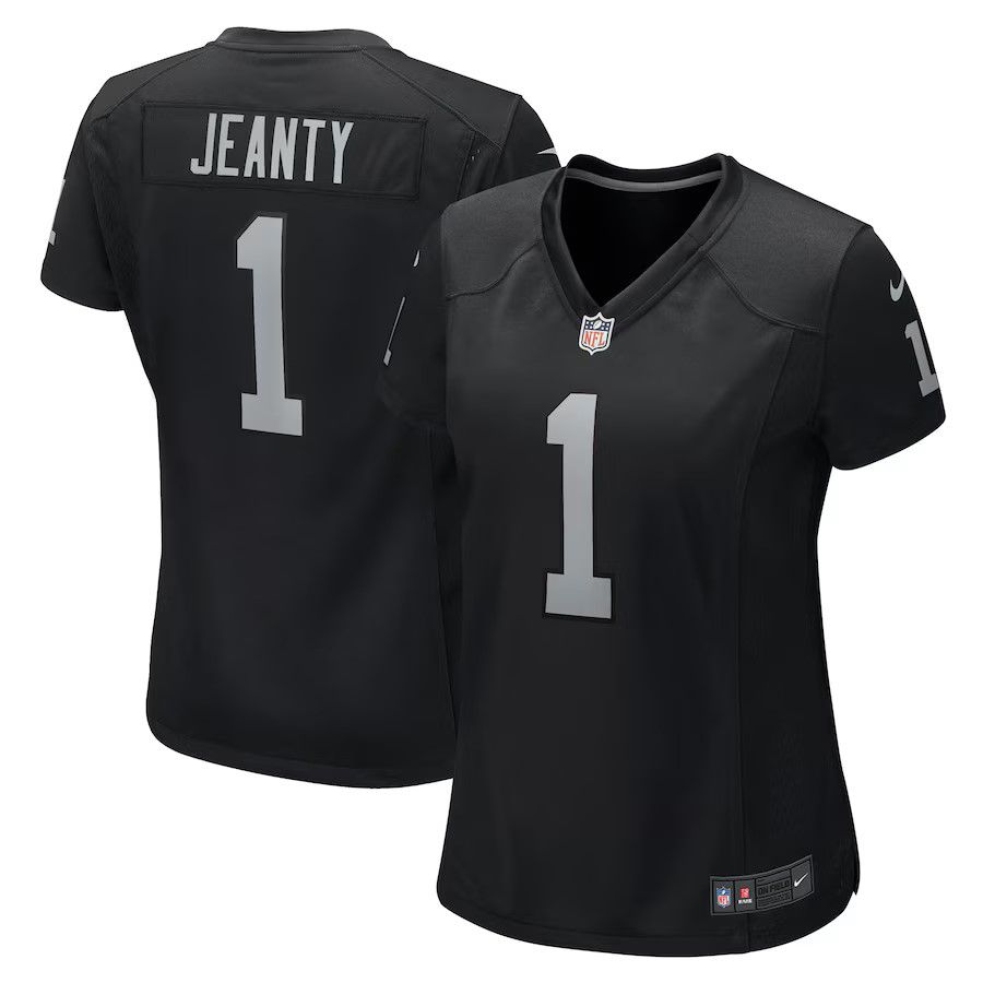 Women Las Vegas Raiders #1 Ashton Jeanty Nike Black 2025 NFL Draft First Round Pick Team Game Jersey->oakland raiders->NFL Jersey